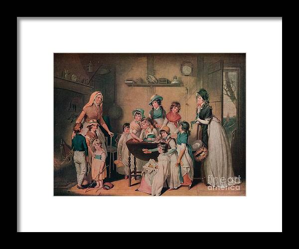 Engraving Framed Print featuring the drawing The Sailors Orphans Or The Young Ladies by Print Collector