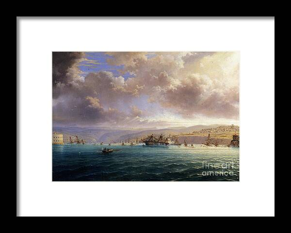 Oil Painting Framed Print featuring the drawing The Self-sinking Of The Black Sea Fleet by Heritage Images