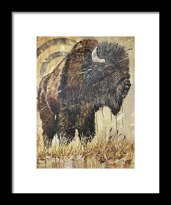 Bison Framed Print featuring the painting The Sentinel by Shawn Conn