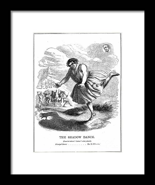 Engraving Framed Print featuring the drawing The Shadow Dance, 1843 by Print Collector