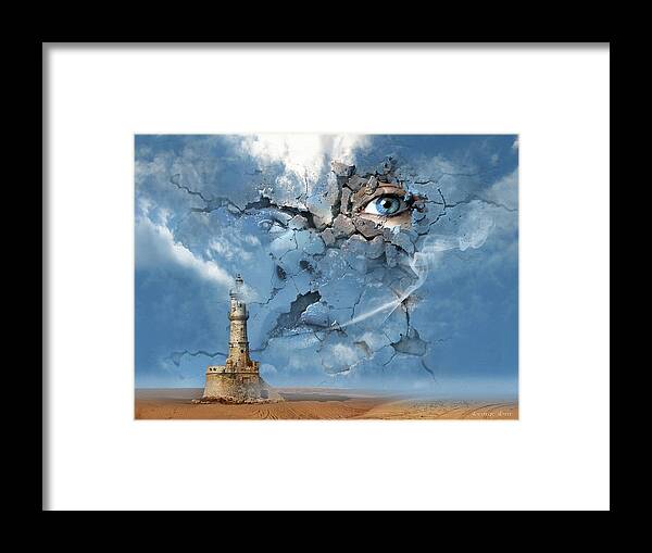 Woman Framed Print featuring the digital art The Sky is the Limit or False Illusions and Imagination Duplicity by George Grie