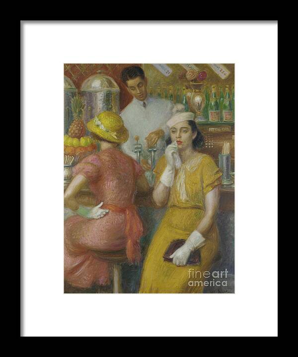 Oil Painting Framed Print featuring the drawing The Soda Fountain, 1935 by Heritage Images