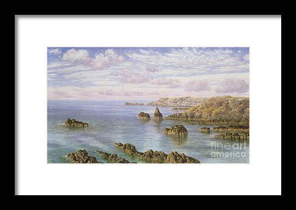 The Southern Coast Of Guernsey Framed Print featuring the painting The Southern Coast Of Guernsey, 1875 by John Brett