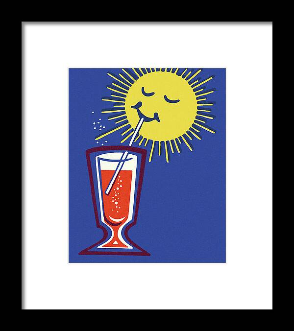 Beverage Framed Print featuring the drawing The Sun Drinking a Beverage by CSA Images