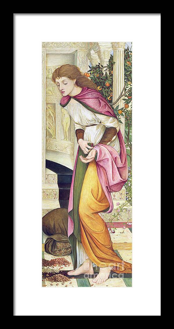 The Framed Print featuring the painting The Task of the Seeds by John Roddam Spencer Stanhope