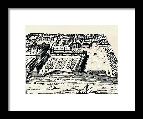 Rooftop Framed Print featuring the drawing The Temple From The Thames, C1650, 1903 by Print Collector