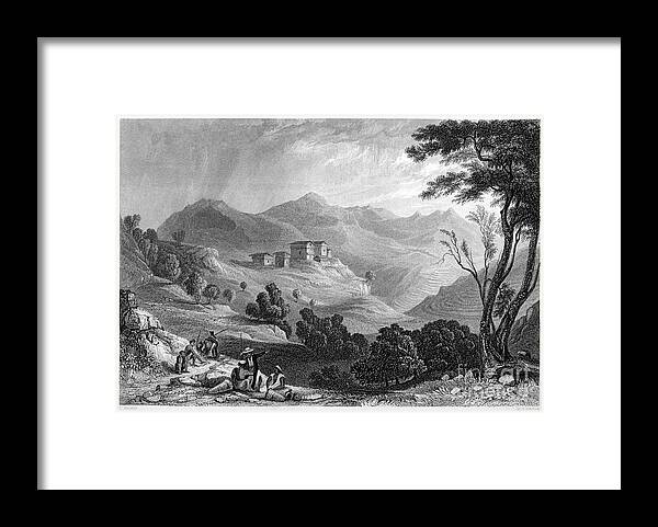 Event Framed Print featuring the drawing The Village Of Naree, India by Print Collector