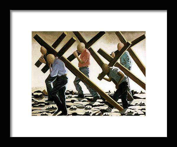 Surreal Framed Print featuring the painting The Walk by Anthony Falbo