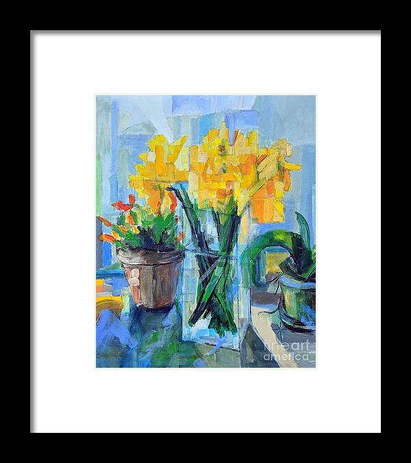 Sunny Framed Print featuring the painting The Window Sill by Jodie Marie Anne Richardson Traugott     aka jm-ART