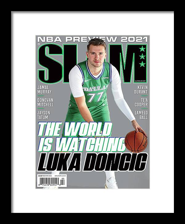 Luka Doncic Framed Print featuring the photograph The World is Watching Luka Doncic SLAM Cover by Getty Images