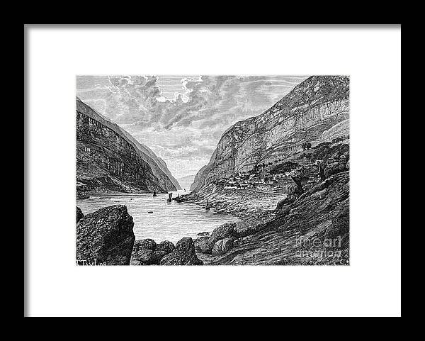 Engraving Framed Print featuring the drawing The Yang-tze-kiang-mitan Gorge, C1890 by Print Collector