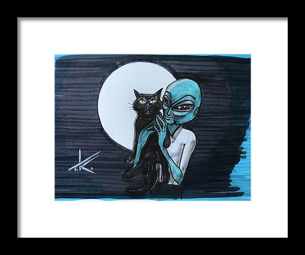 Alien Art Framed Print featuring the drawing They Relate by Similar Alien