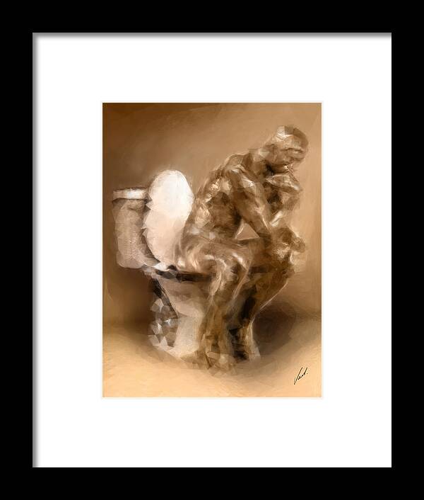 Thinker Framed Print featuring the painting Thinker by Vart Studio