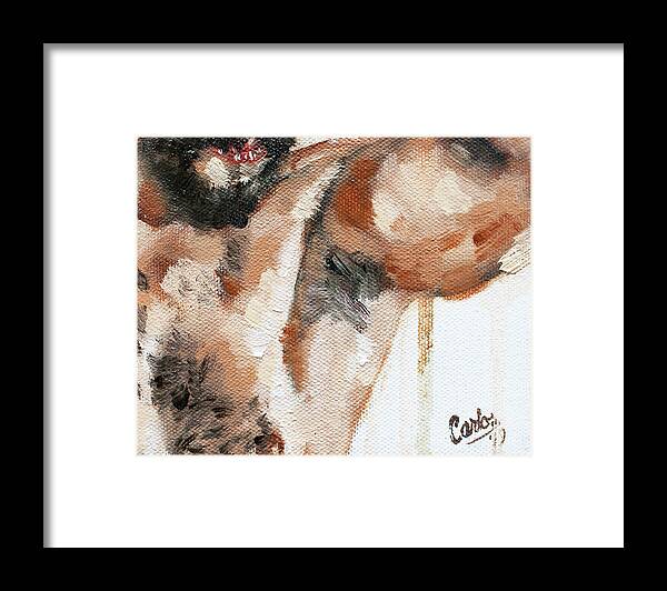Portrait Framed Print featuring the painting Thirsty by Carlos Flores