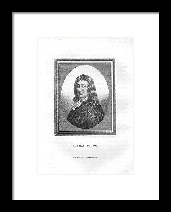 Engraving Framed Print featuring the drawing Thomas Blood by Print Collector