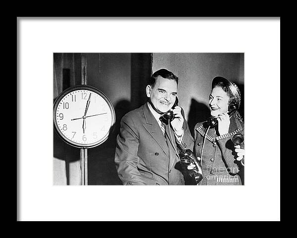 Polling Place Framed Print featuring the photograph Thomas Dewey And Wife Talking by Bettmann