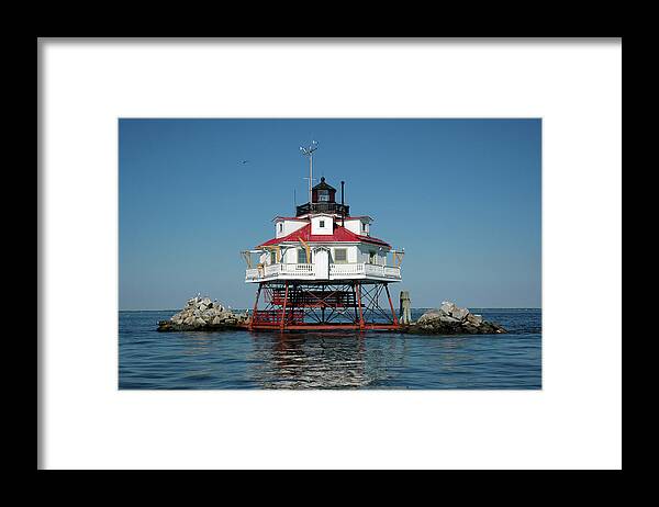 Thomas Point Framed Print featuring the photograph Thomas Point Shoal Light by Mark Duehmig