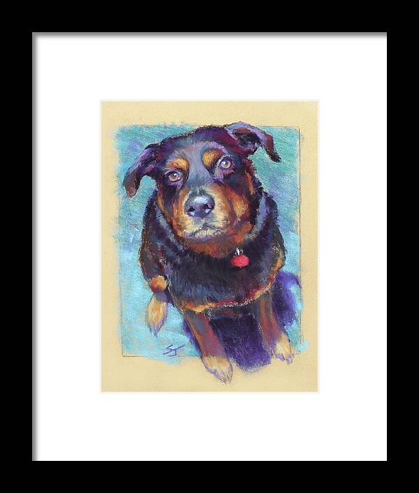 Rottweiler Framed Print featuring the painting Those Eyes by Susan Jenkins