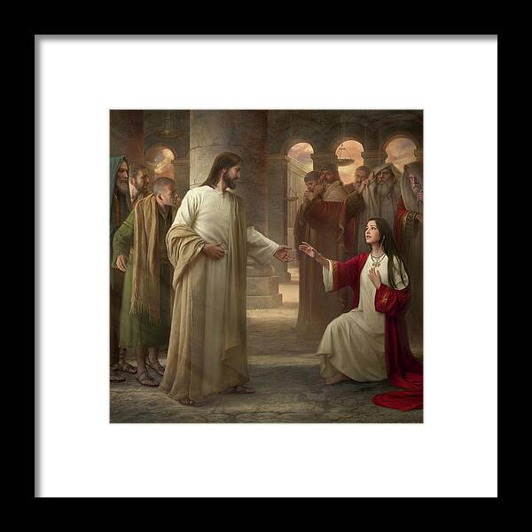 Though Your Sins Be As Scarlet Framed Print featuring the painting Though Your Sins Be As Scarlet by Howard Lyon