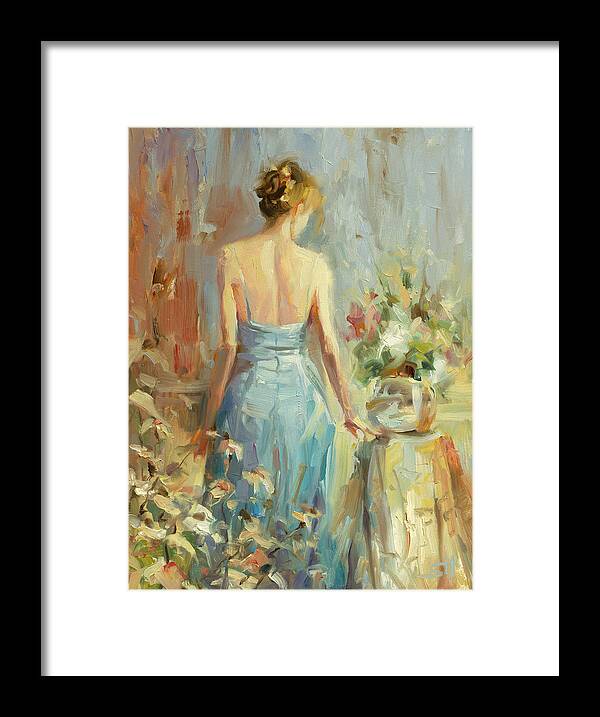 Woman Framed Print featuring the painting Thoughtful by Steve Henderson
