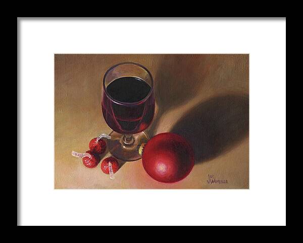 Port Framed Print featuring the painting Three Kisses and a Glass of Port by Joe Winkler