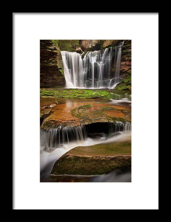 Three-step Cascade Framed Print featuring the photograph Three-step Cascade by Michael Blanchette Photography