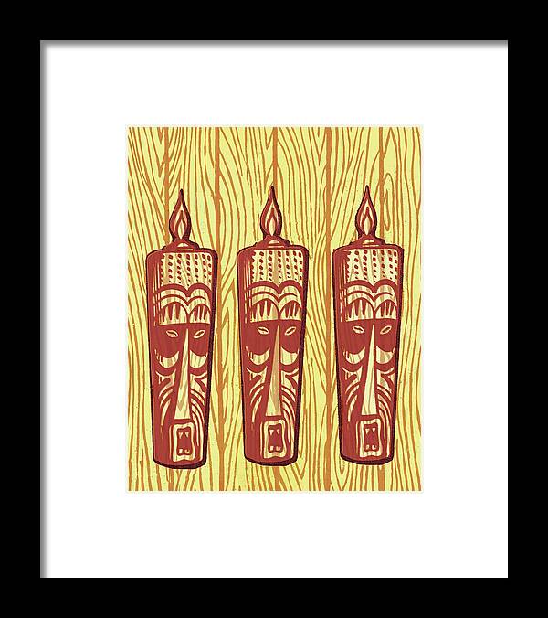 Black Magic Framed Print featuring the drawing Three Tiki Figures by CSA Images