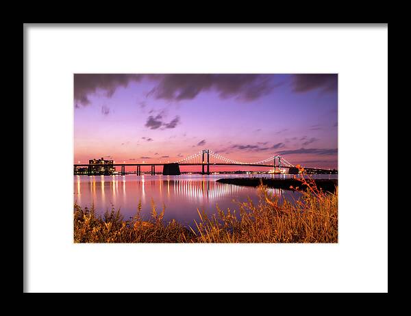 Bridge Framed Print featuring the photograph Throgs Neck Bridge Sunset #1 by John Randazzo
