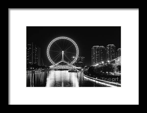 Tianjin Eye Framed Print featuring the photograph Tianjin Eye Ferris Wheel by Iryna Liveoak