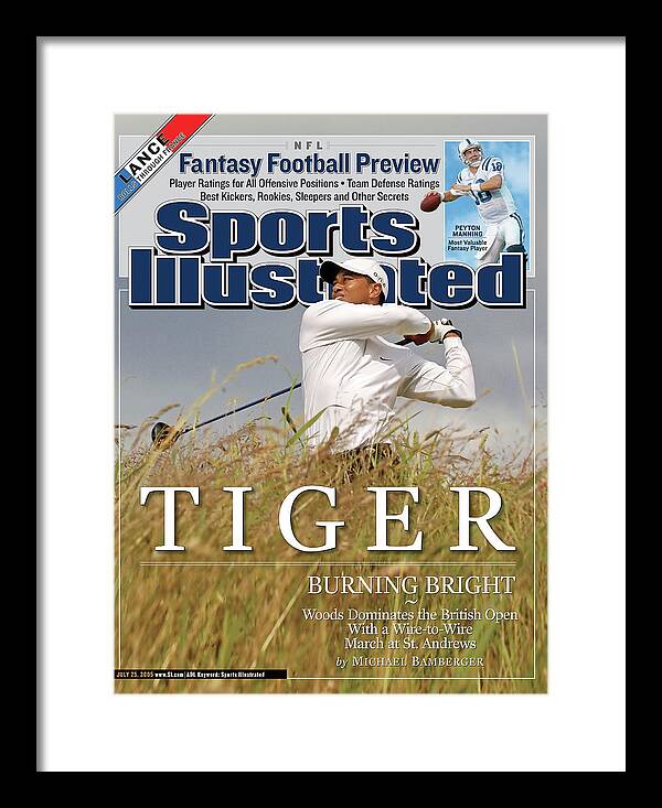 Magazine Cover Framed Print featuring the photograph Tiger Burning Bright Woods Dominates The British Open With Sports Illustrated Cover by Sports Illustrated