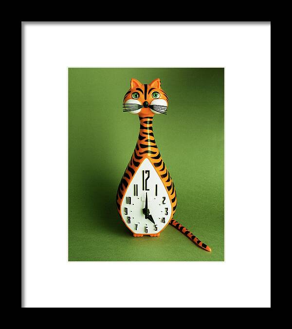 Animal Framed Print featuring the drawing Tiger Cat Clock by CSA Images