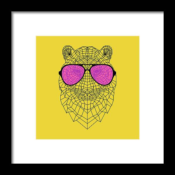 Tiger Framed Print featuring the digital art Tiger in Pink Glasses by Naxart Studio