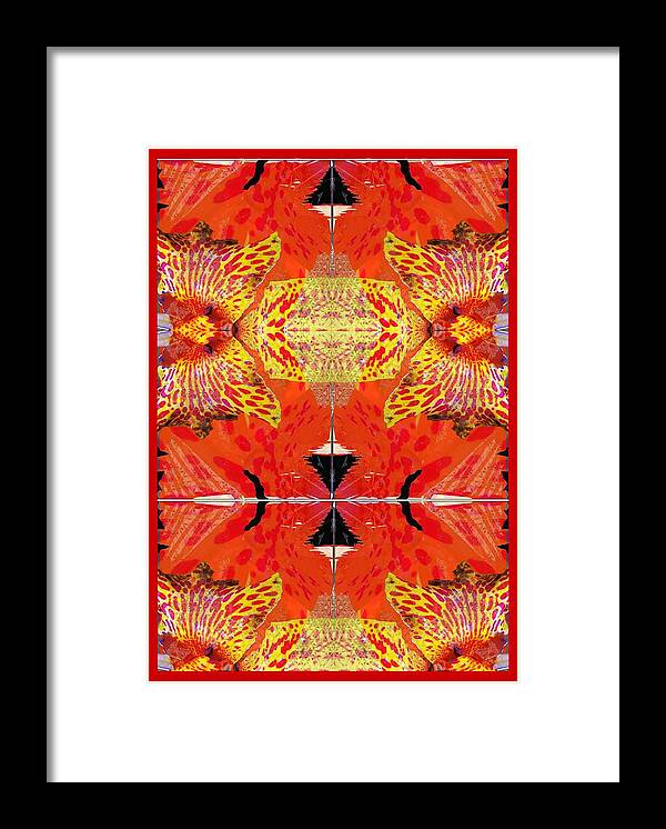 Tiger Framed Print featuring the digital art Tiger, Lilly, Tapestry, Pink, Yellow by Scott S Baker