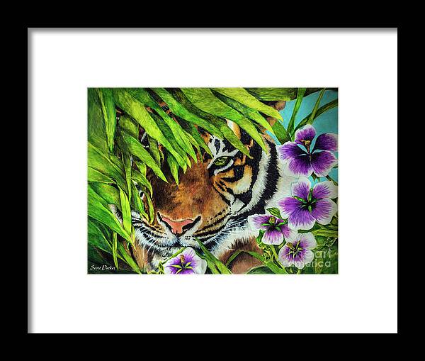 Tiger Framed Print featuring the drawing Tiger Lily by Scott Parker