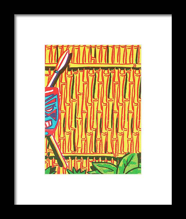 Bamboo Framed Print featuring the drawing Tiki fence by CSA Images