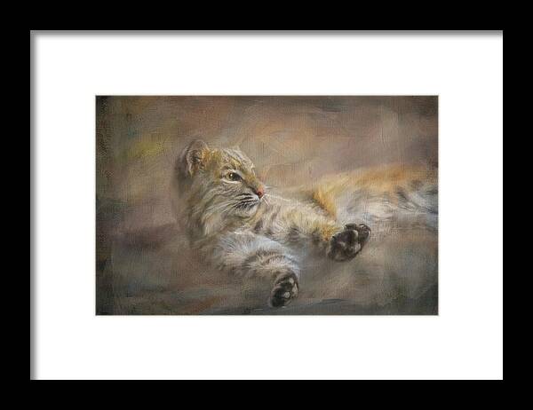 Bobcat Framed Print featuring the painting Time To Rise and Shine by Jai Johnson
