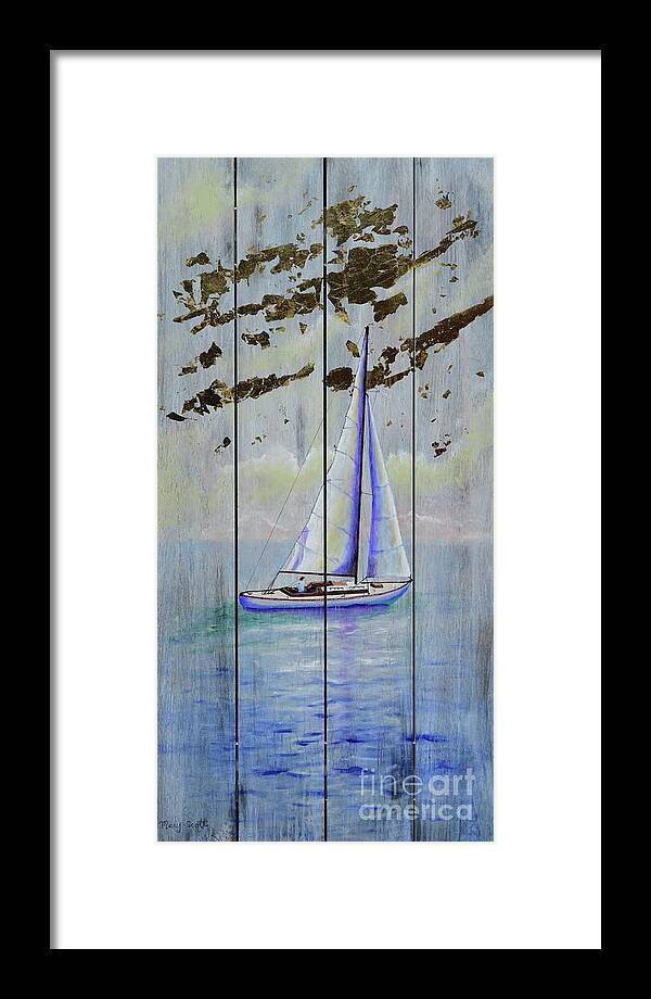 Boat Framed Print featuring the painting Time To Sail by Mary Scott