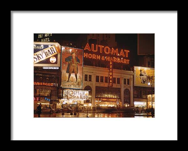 1940-1949 Framed Print featuring the photograph Times Square Billboards by Andreas Feininger