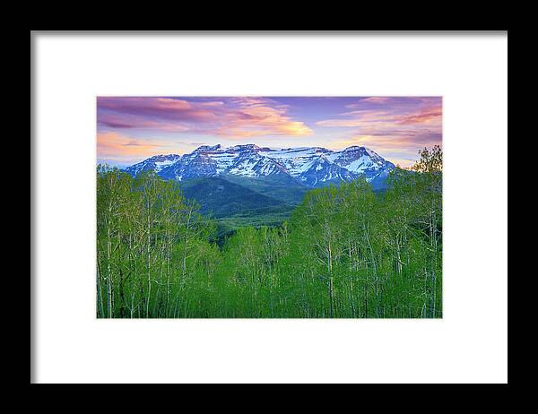 Spring Framed Print featuring the photograph Timp with Spring Aspens by Wasatch Light