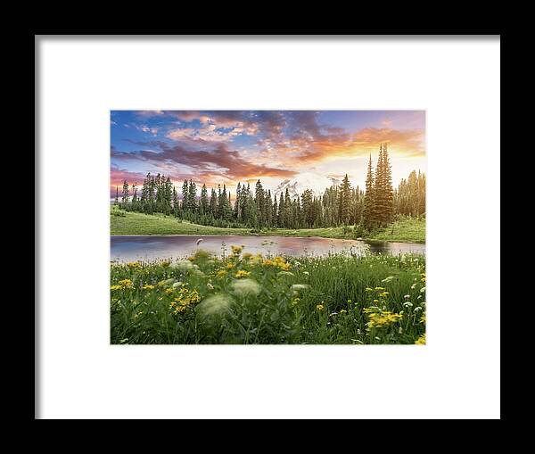 Scenics Framed Print featuring the photograph Tipsoo Lake Of Mt.rainier by Chinaface