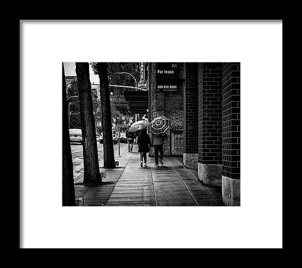People Framed Print featuring the photograph Together Rain or Shine by Steven Clark