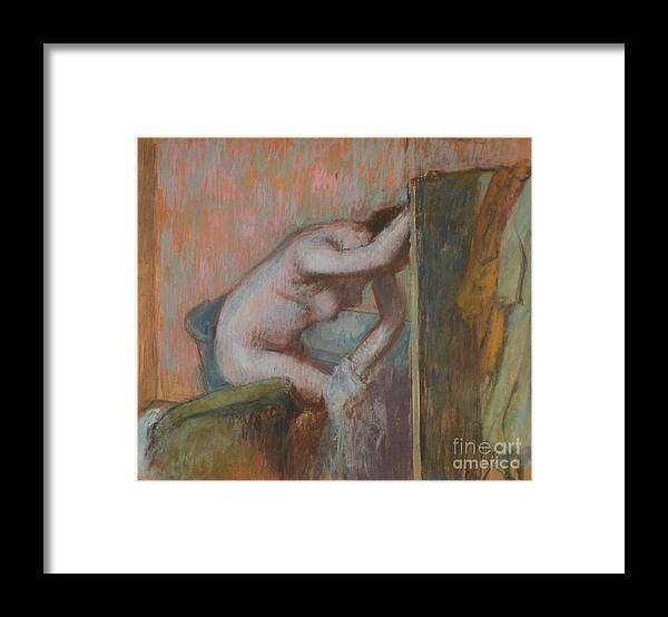 Edgar Degas Framed Print featuring the painting Toilette After The Bath, Circa 1888 Pastel by Edgar Degas