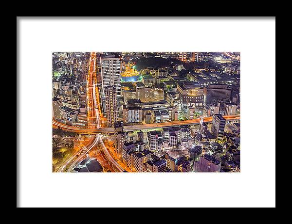 Landscape Framed Print featuring the photograph Tokyo, Japan Cityscape Over Roppongi by Sean Pavone