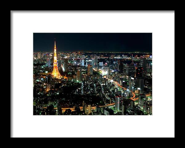 Tokyo Tower Framed Print featuring the photograph Tokyo Tower by Andreas Jensen