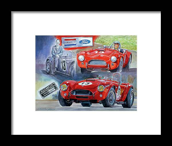 Ac Cobra Framed Print featuring the painting TOM PAYNE'S No 13 289 COBRA COMPETITION by David Lloyd Glover