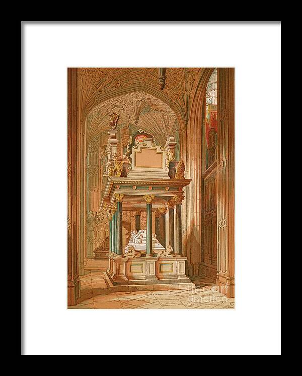 Royalty Framed Print featuring the drawing Tomb Of Queen Elizabeth. - Westminster by Print Collector