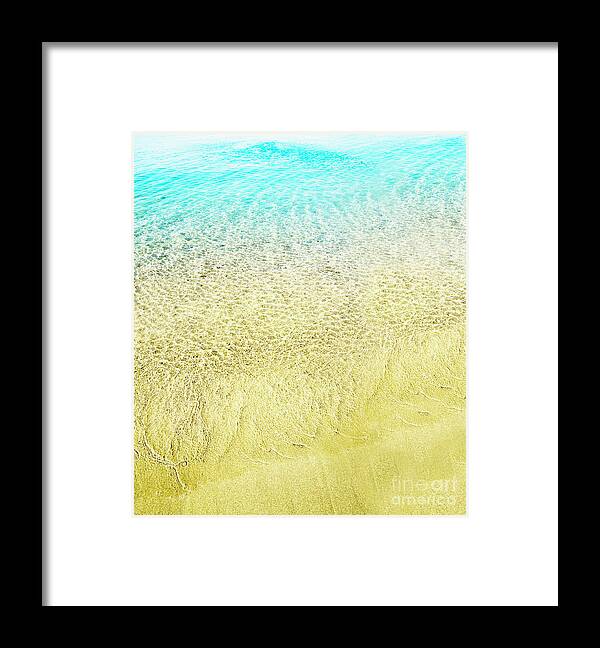 Sea Framed Print featuring the photograph Top view of sea water and sand texture image. by Jelena Jovanovic