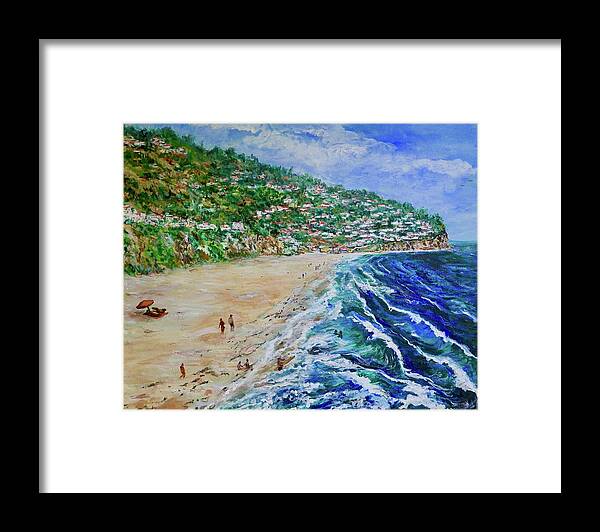 Torrence Beach Framed Print featuring the painting Torrance Beach, Palos Verdes Peninsula by Tom Roderick