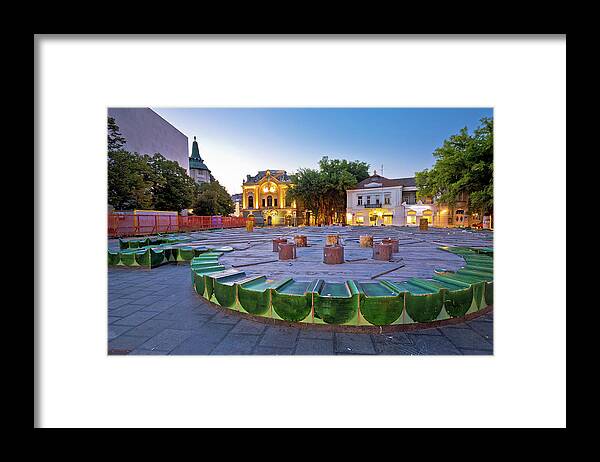 Subotica Framed Print featuring the photograph Town of Subotica square evening view by Brch Photography