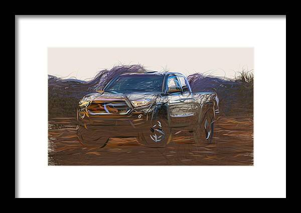 Toyota Framed Print featuring the digital art Toyota Tacoma TRD Off Road Draw by CarsToon Concept